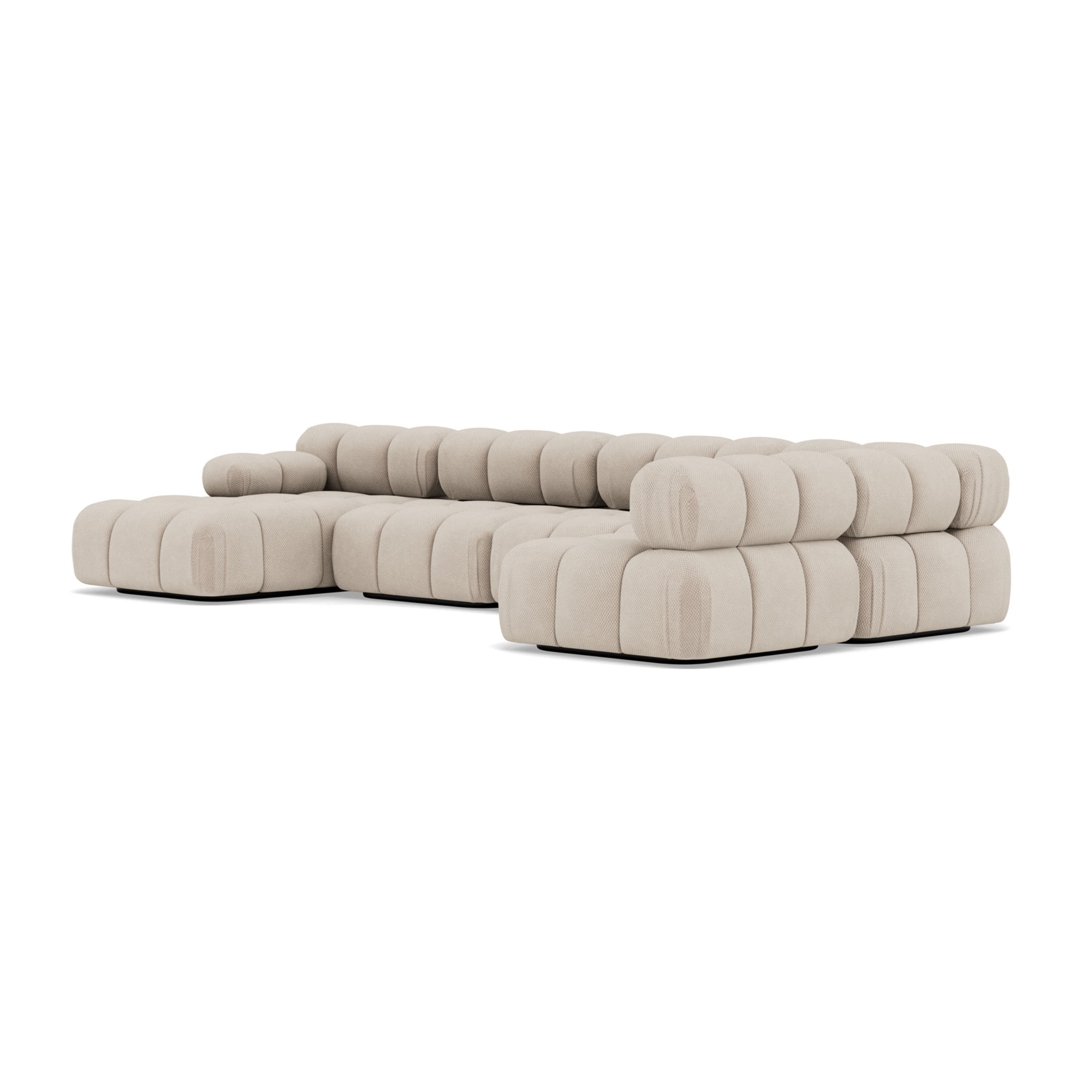 Ruby - canapé panoramique modulable d'angle droit 7 places en velours texturé - Beige