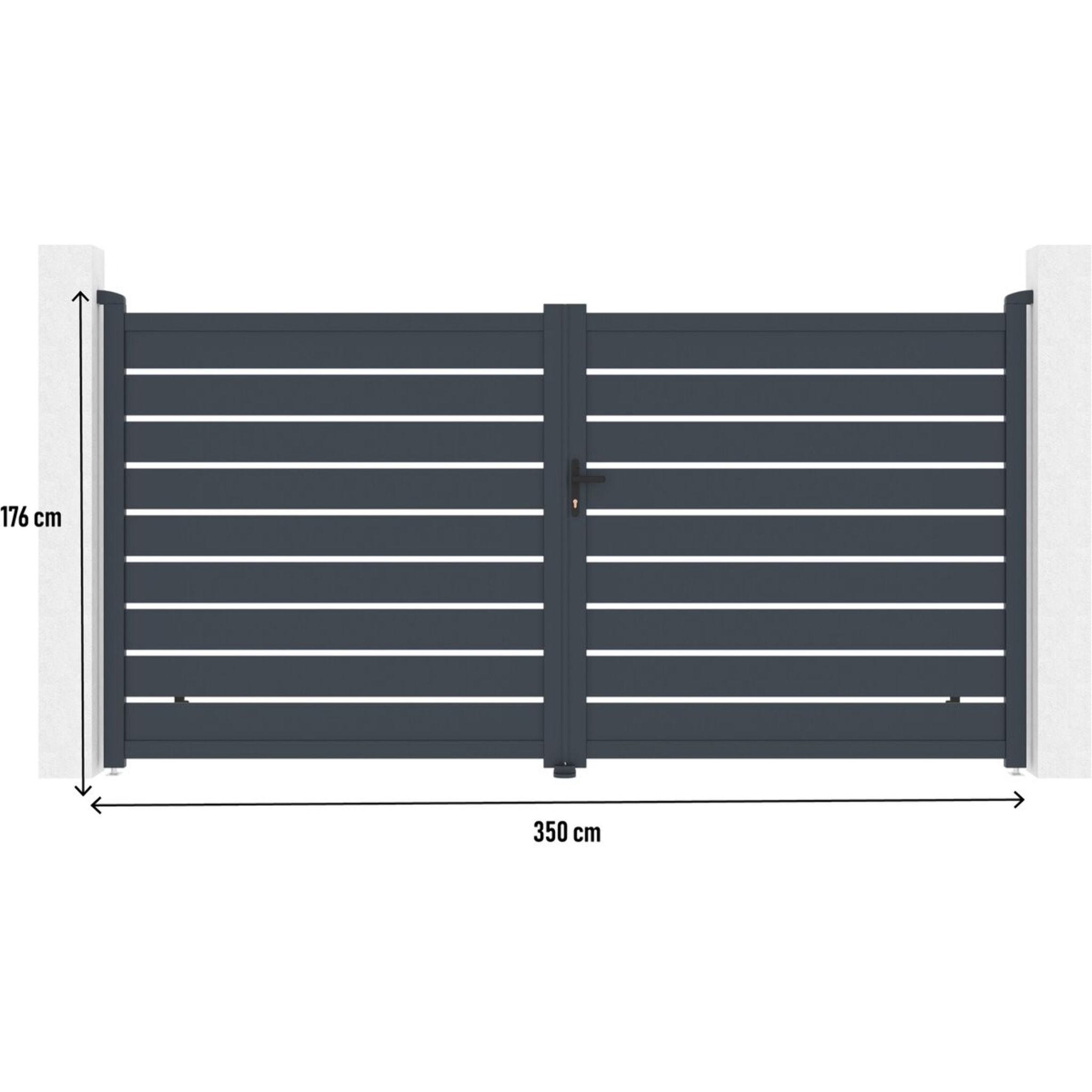 Portail aluminium  "Bastien" - 350 x 176 cm - Anthracite