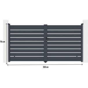 Portail aluminium  "Bastien" - 350 x 176 cm - Anthracite