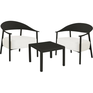 Salon de jardin en métal et plastique "Céora" - 2 places - Noir