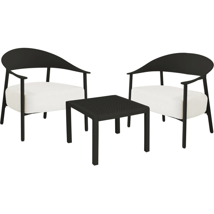 Salon de jardin en métal et plastique "Céora" - 2 places - Noir