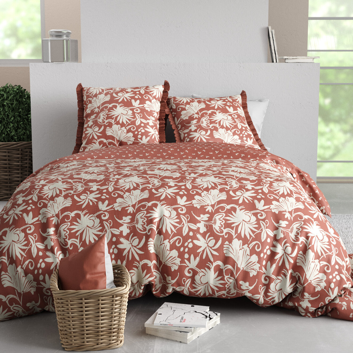 Parure housse de couette 3pcs 100% coton 57 fils noria