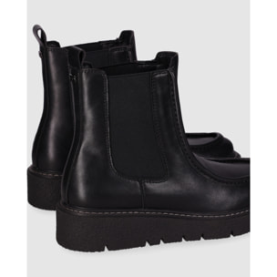 Botines de Piel - Negro - Tacón: Bajo