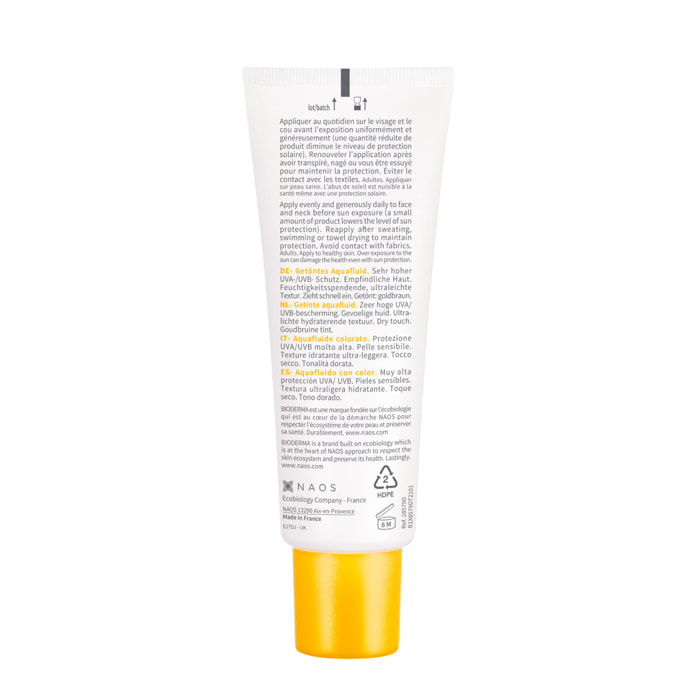 Photoderm Aquafluide - Fluide Ultra-Légère Hydratante Doré - Peaux Sensibles - SPF50+ 40 ml