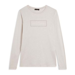 T-shirt donna lunga con spacchi e grafica brillante