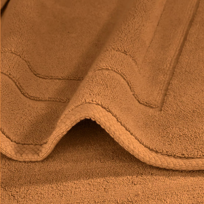 Tapis de bain pur coton 900 g/m² uni orange Elea rouille