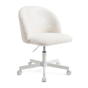 Silla de escritorio tapizada en borreguito blanco 76-89,5 cm Candy Blanco