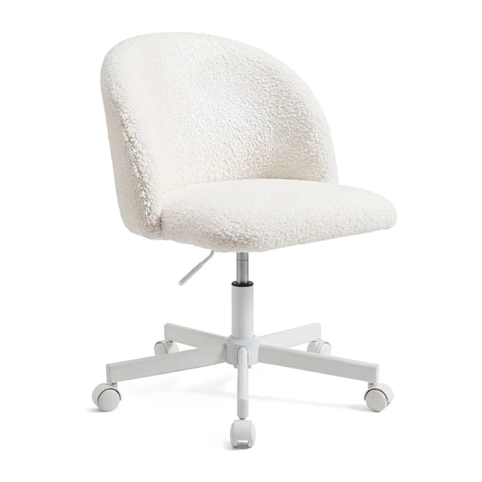 Silla de escritorio tapizada en borreguito blanco 76-89,5 cm Candy Blanco