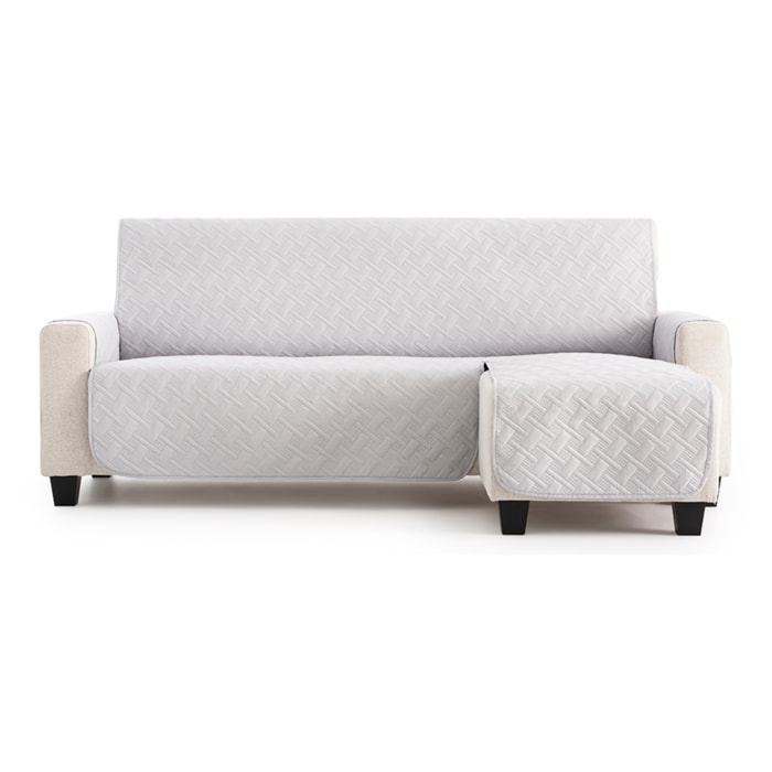 Cubre sofá para Chaise Longue DRY acolchado y antimanchas gris claro (brazo derecho)