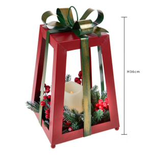 Lant.natalzia con candela led - Pezzi 1 - ROSSO - Bianchi Dino SpA