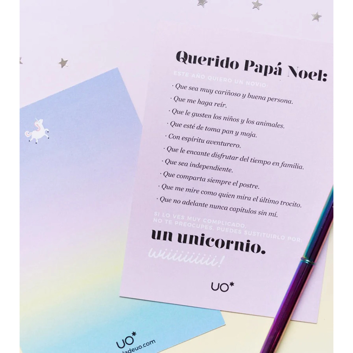 Postal "Por Navidad quiero un unicornio"