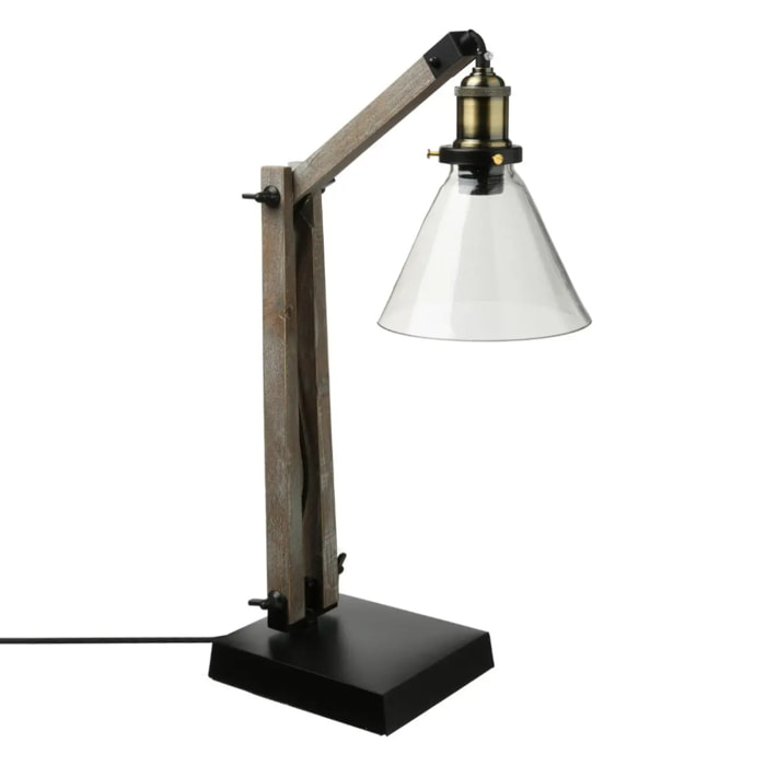 Lampe "Alak" - métal - bois & verre H59 cm