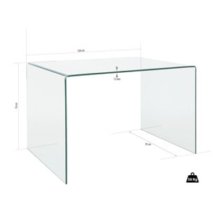 Scrivania Scrittoio da Ufficio Studio Soggiorno in Vetro Curvato Design Curvo Stile Moderno Minimal Chic - Luxury Z-09 - 120 x 74 x 70 cm Trasparente