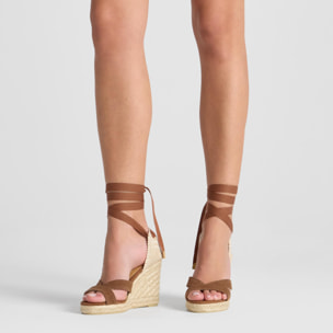 Sandalia bailey cuña 9 cm en algodón orgánico lavado