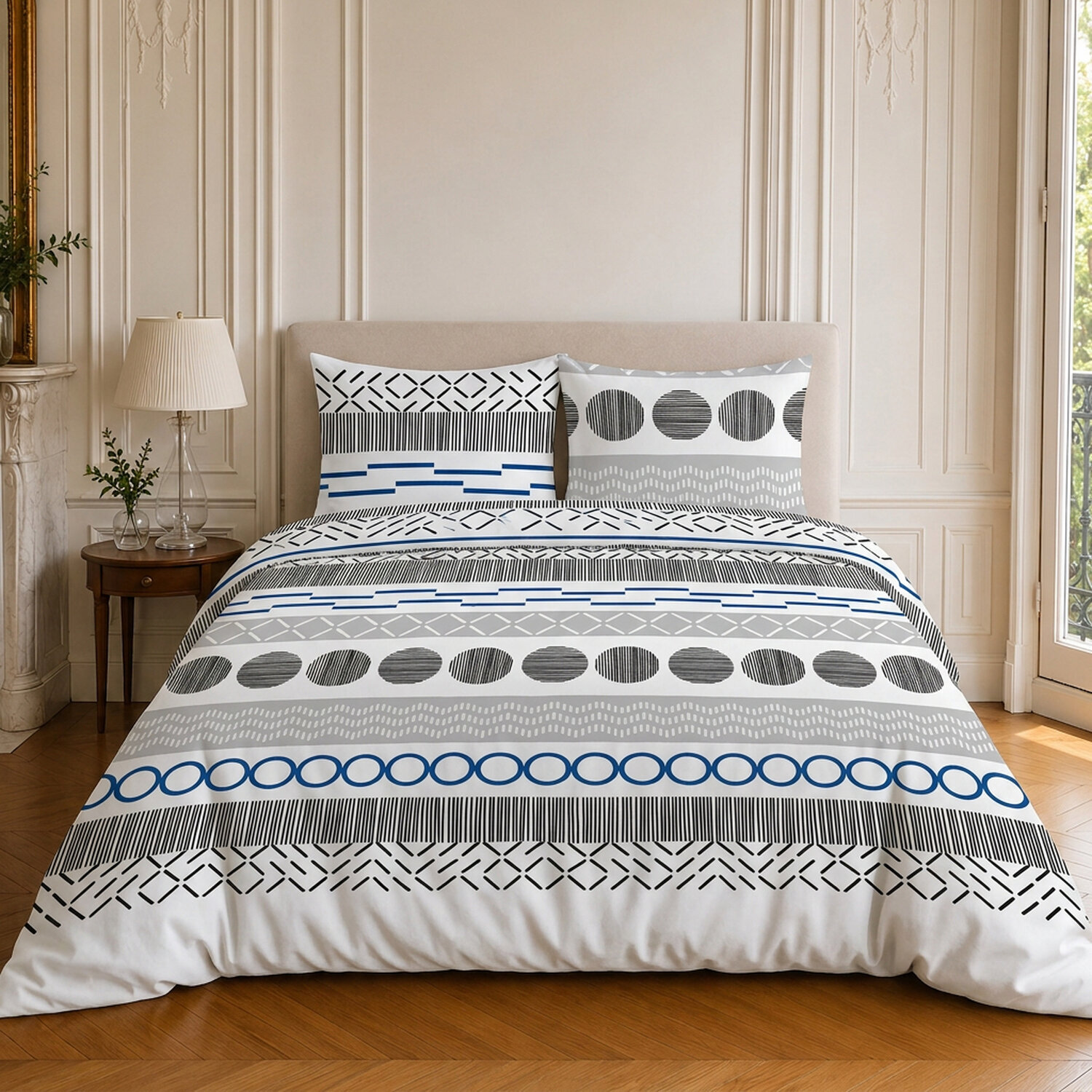 Parure housse de couette 100% microfibre motif géométrique - VAGUE