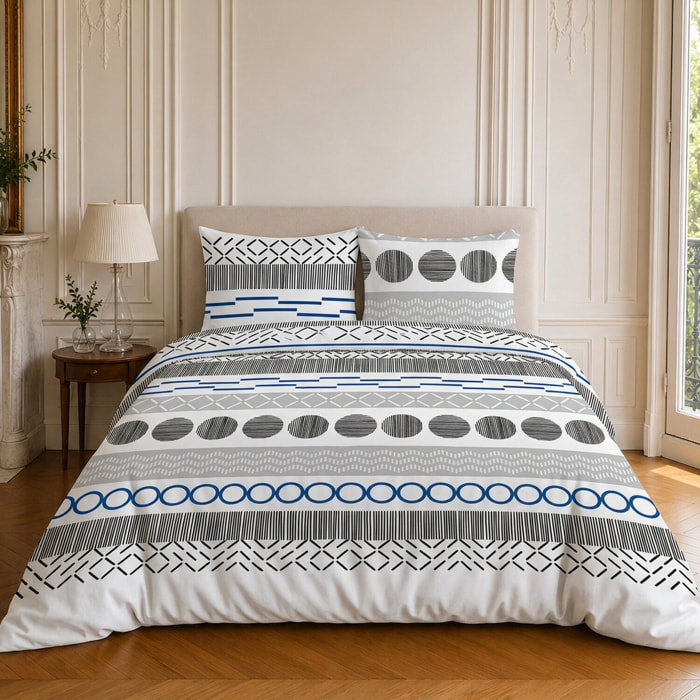 Parure housse de couette 100% microfibre motif géométrique - VAGUE
