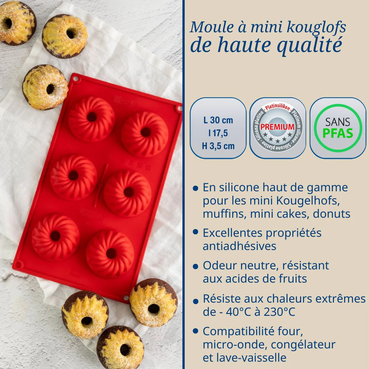 Moule à kougelhofs 6 empreintes 30 cm Dr.Oetker Flexxibel Love