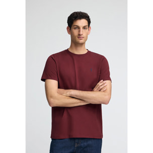 Camiseta granate con cuello redondo y bordado Rigby Go