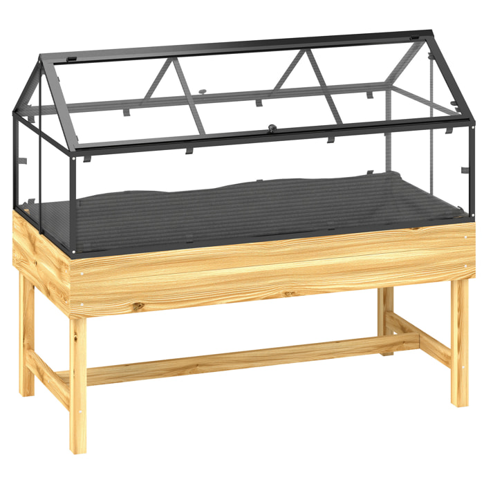 Mini carré potager bois serre acier polycarbonate sur pieds