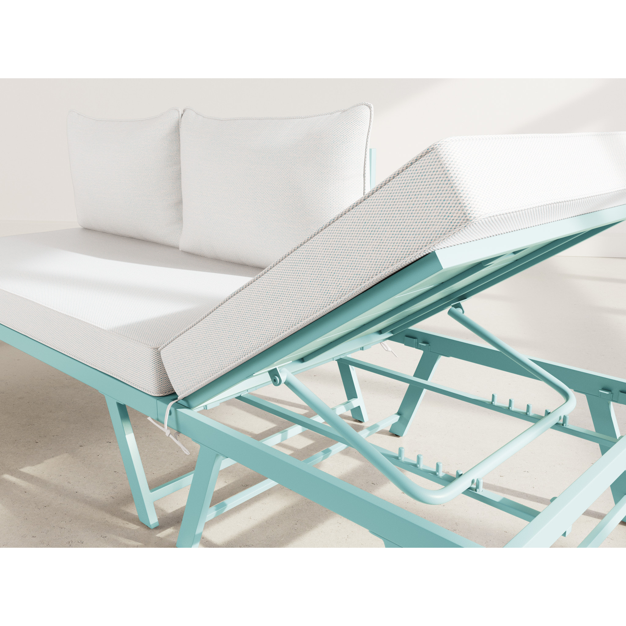 Isadora - salon de jardin 3 places - modulable - vert avec coussins beiges - Vert / Beige