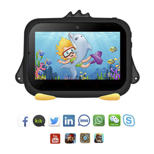 Tablet per bambini WiFi K716. Sistema operativo Android 7.0. Schermo 7'' 1024x600px. MTK 8321 Quad Core da 1,3 GHz, 1 GB di RAM + 8 GB. Doppia fotocamera.