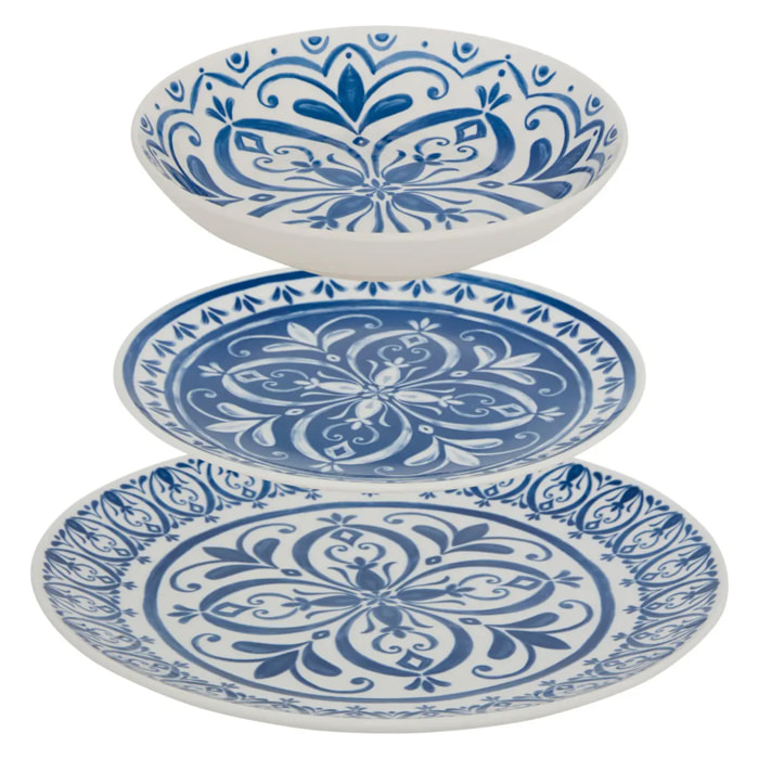 Service de table Manon 12 pièce(s) bleu L26,5xp2,4xH26,5cm