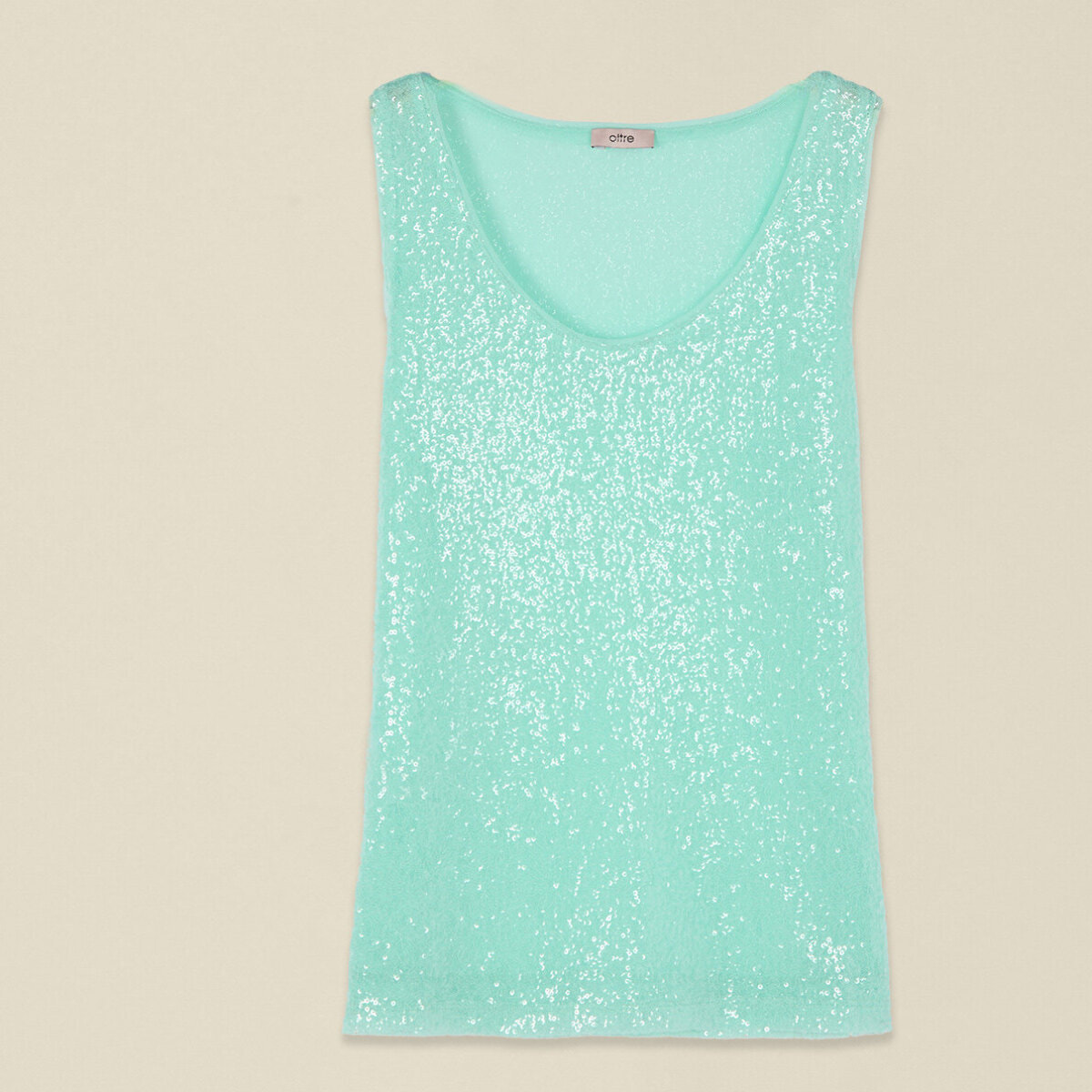 Oltre - Top in tulle e paillettes - Verde acqua