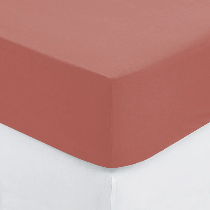 Drap-housse en coton - rose blush - bonnet H30cm - 140x190 cm