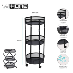 Well home carro de cocina plegable con ruedas ø37x88cm