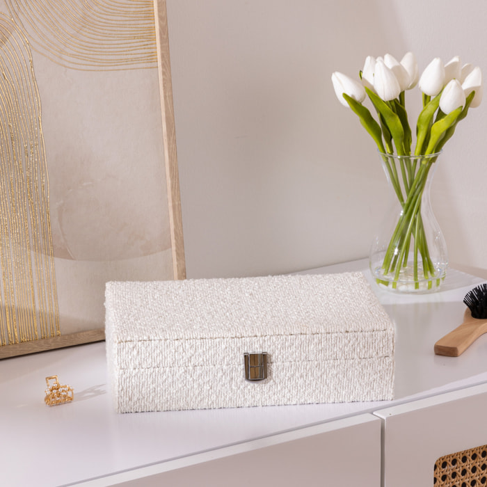 Boîte à bijou "Loe" bouclette blanc 28x19cm