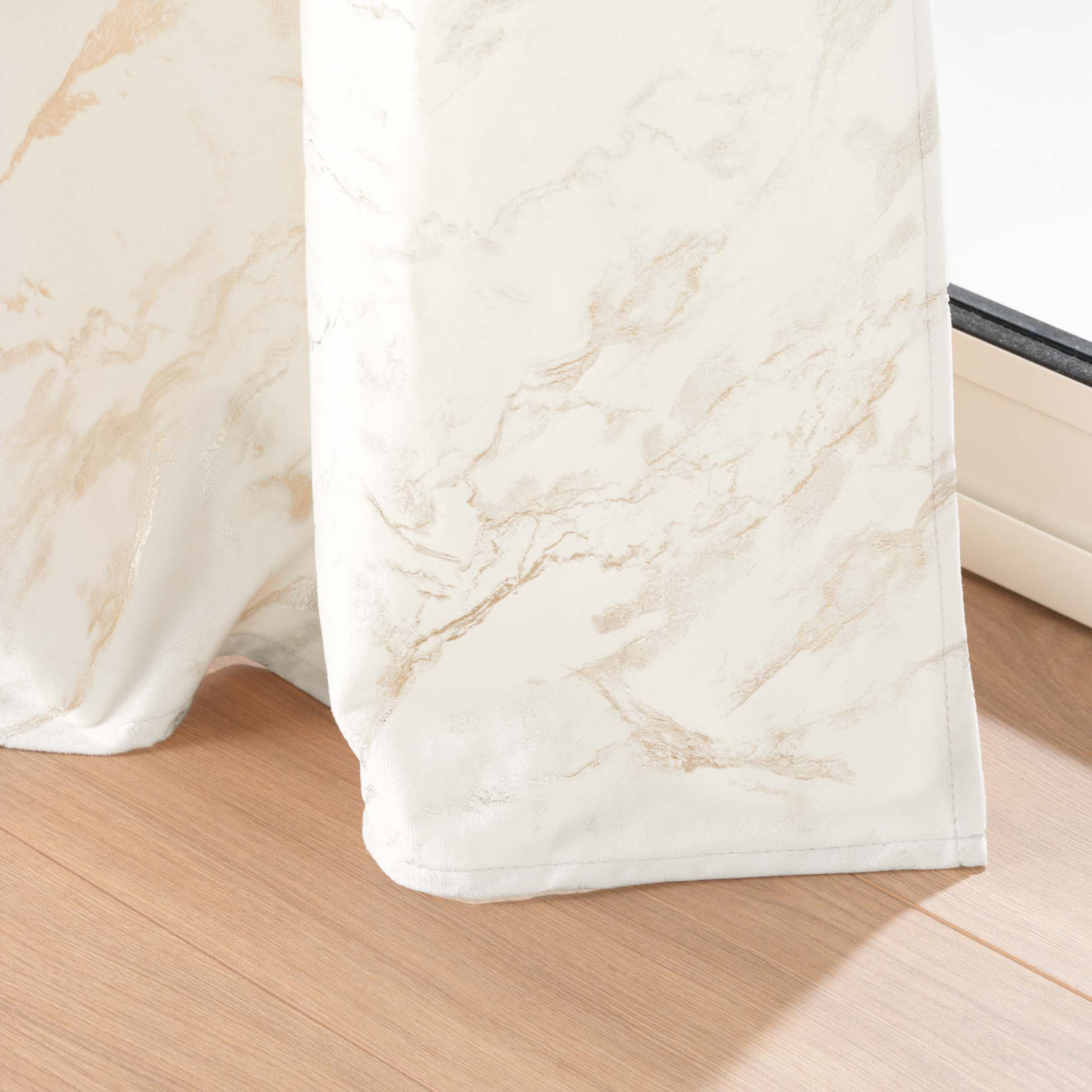 Rideau velours  - Effet marbre - Blanc
