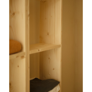 Estanteria de madera maciza en tono natural con 2 estantes Alto: 110 Largo: 40 Ancho: 20