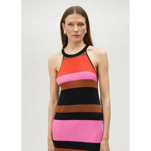 Abito in Maglia a Righe Collo Halter