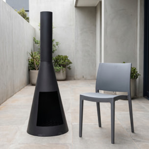 Caminetto da esterno Broome in acciaio 100 cm, braciere a legna design conico moderno, stufa outdoor resistente fino a 800°C, compatto e stabile, ideale per giardino terrazzo patio e veranda