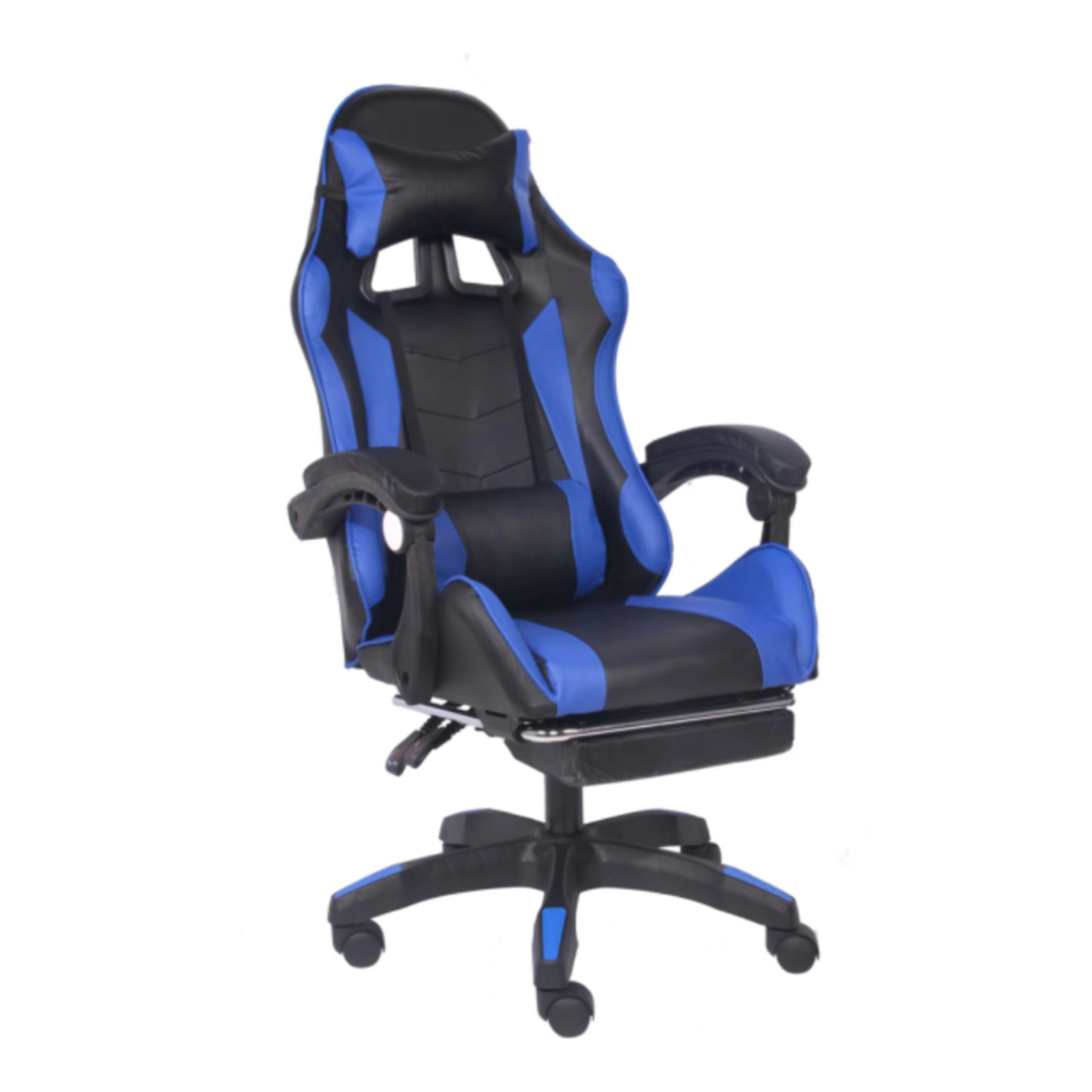 Chaise de gaming massante noir et bleu avec repose pieds GAME