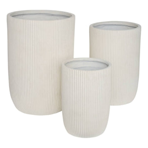 Set de 3 Pots de Fleurs Elene 36,5x36,5x54cm Blanc