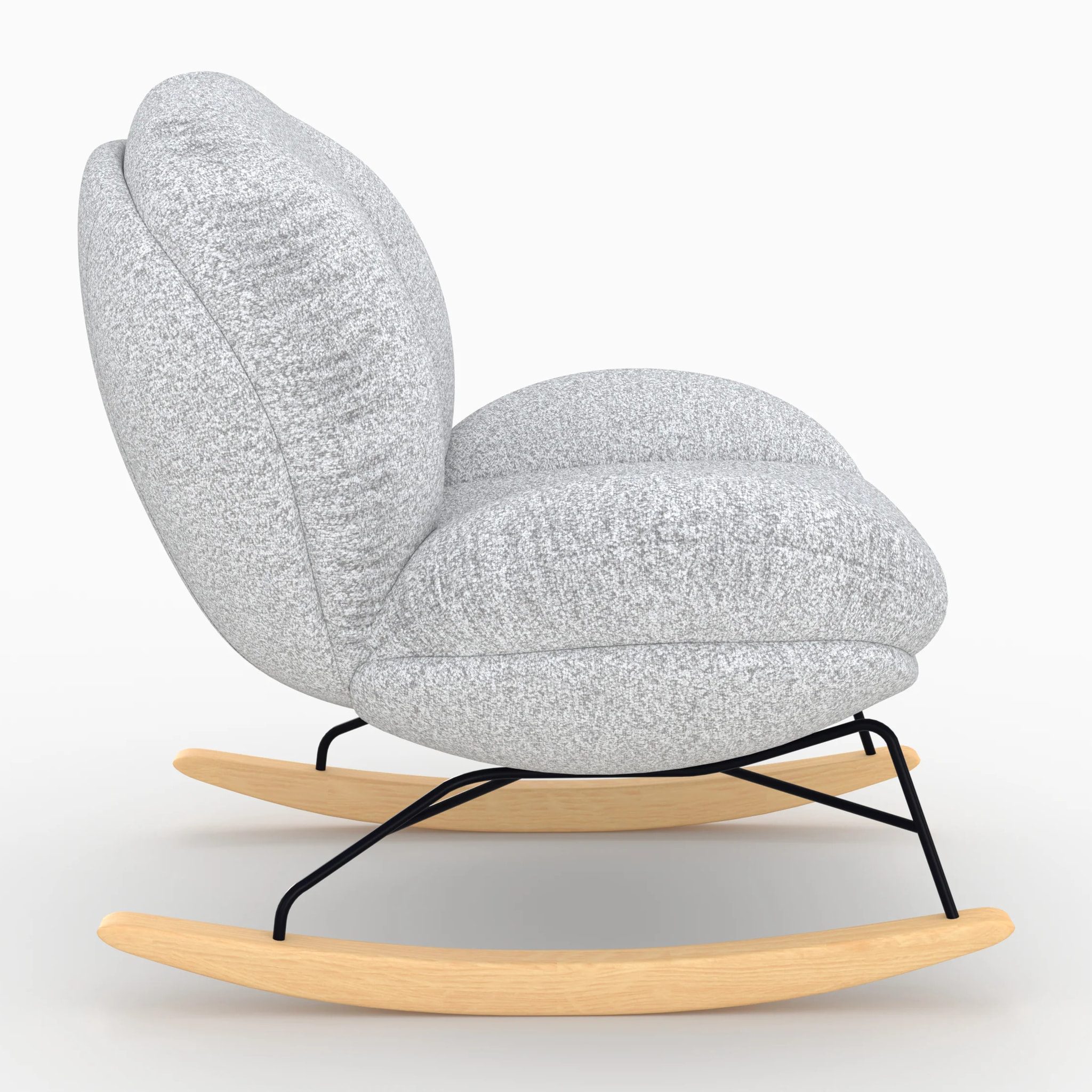 Rocking chair en tissu bouclette gris chiné - Lenny