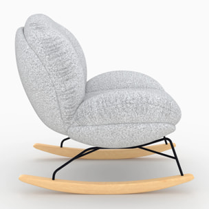 Rocking chair en tissu bouclette gris chiné - Lenny