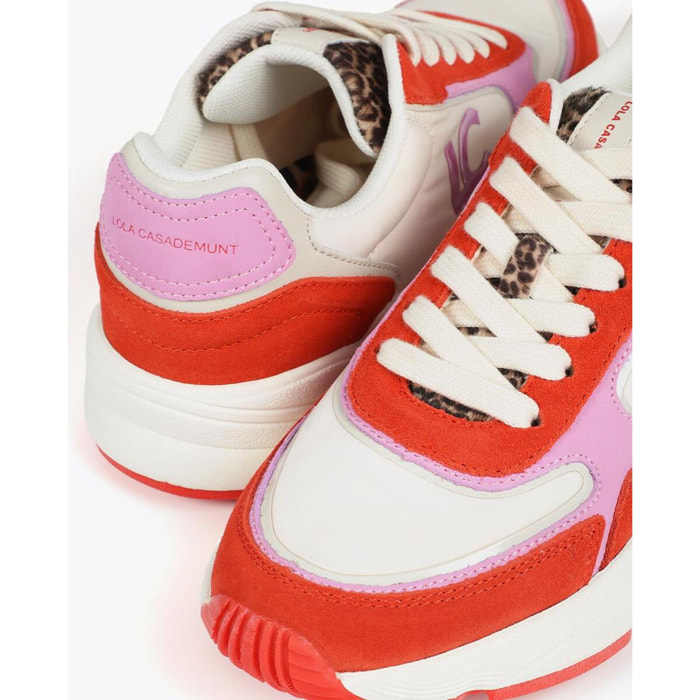 Sneaker Suola Running con Tessuti e Pelle