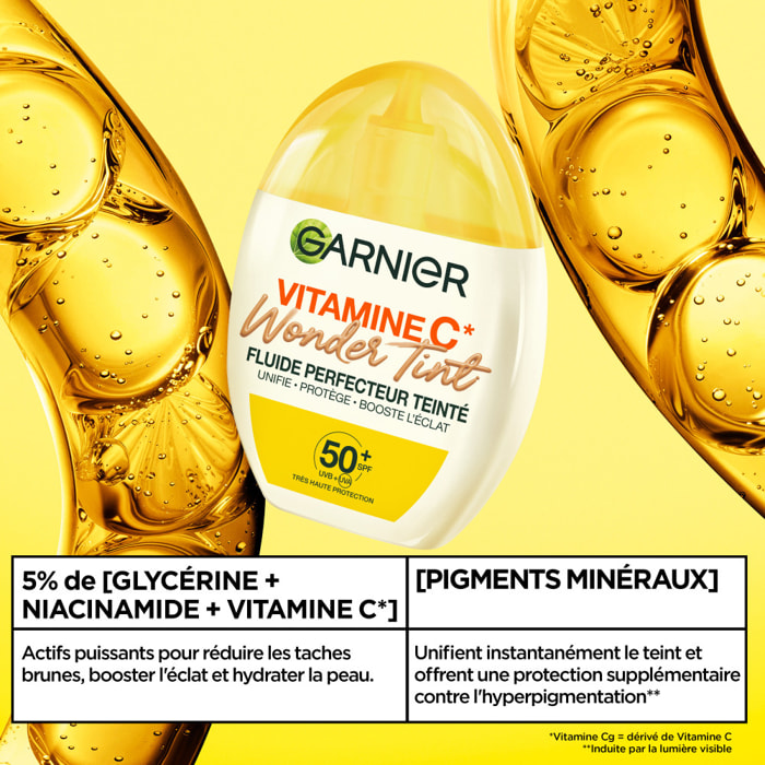 Garnier SkinActive Vitamine C Fluide Perfecteur Teinté Wonder Tint SPF50+, Teinte Medium