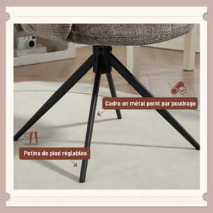 Chaise de bureau ergonomique pivotante à retour auto dossier enveloppant accoudoirs courbés tissu marron