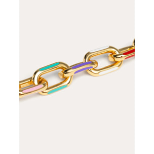 Bracciale Link Rainbow Enamel Acciao Placcato Oro