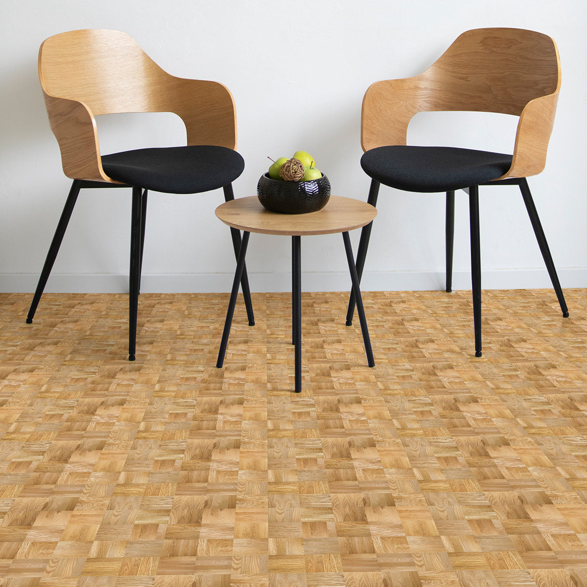 Revêtement sticker sol - PARQUET BOIS MOSAÏQUE - Rouleau adhésif Protection Anti-dérapant