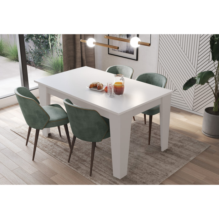 Tavolo da Pranzo Allungabile Da 140 A 200 Cm Gambe a Spillo Design Moderno 8 Posti Estensibile Guide In Metallo Cucina Salotto Soggiorno Bianco
