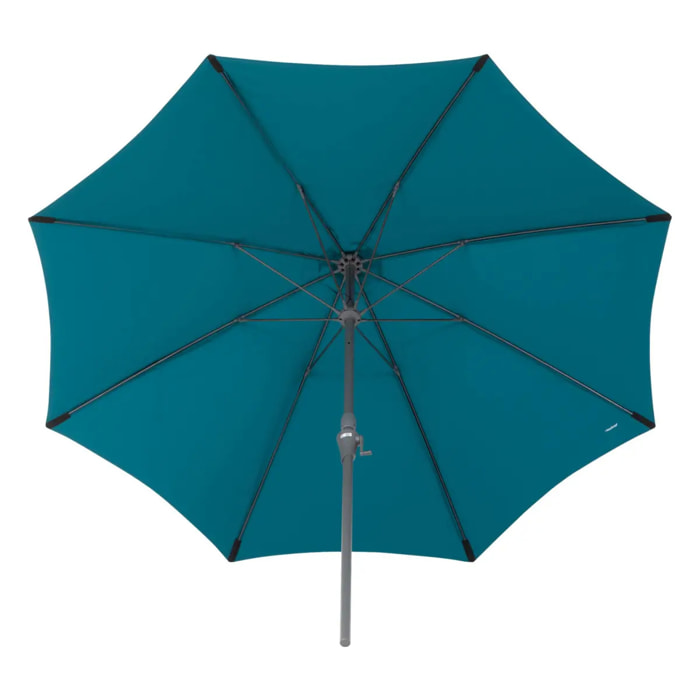 Parasol droit rond "Sisko" bleu canard 2,7m