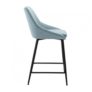 Tabouret de bar en velours avec piètement métal noir - 6 coloris - MONDO