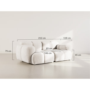 Grace - canapé modulable 2 places en velours texturé - Beige