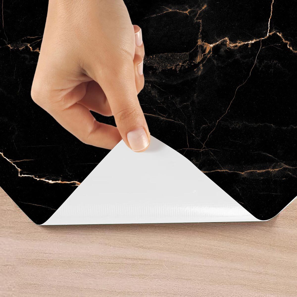 Rouleau revêtement adhésif vinyle au mètre - Sticker lavable Cuisine Meuble Armoire Porte - MARBRE NOIR ET CUIVRE