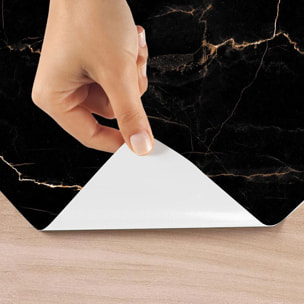 Rouleau revêtement adhésif vinyle au mètre - Sticker lavable Cuisine Meuble Armoire Porte - MARBRE NOIR ET CUIVRE