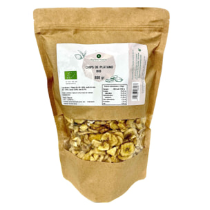 PLANETA HUERTO | Chips de Plátano ECO 800 g - Gran Formato para Disfrutar de un Snack Energético, Saludable y Ecológico